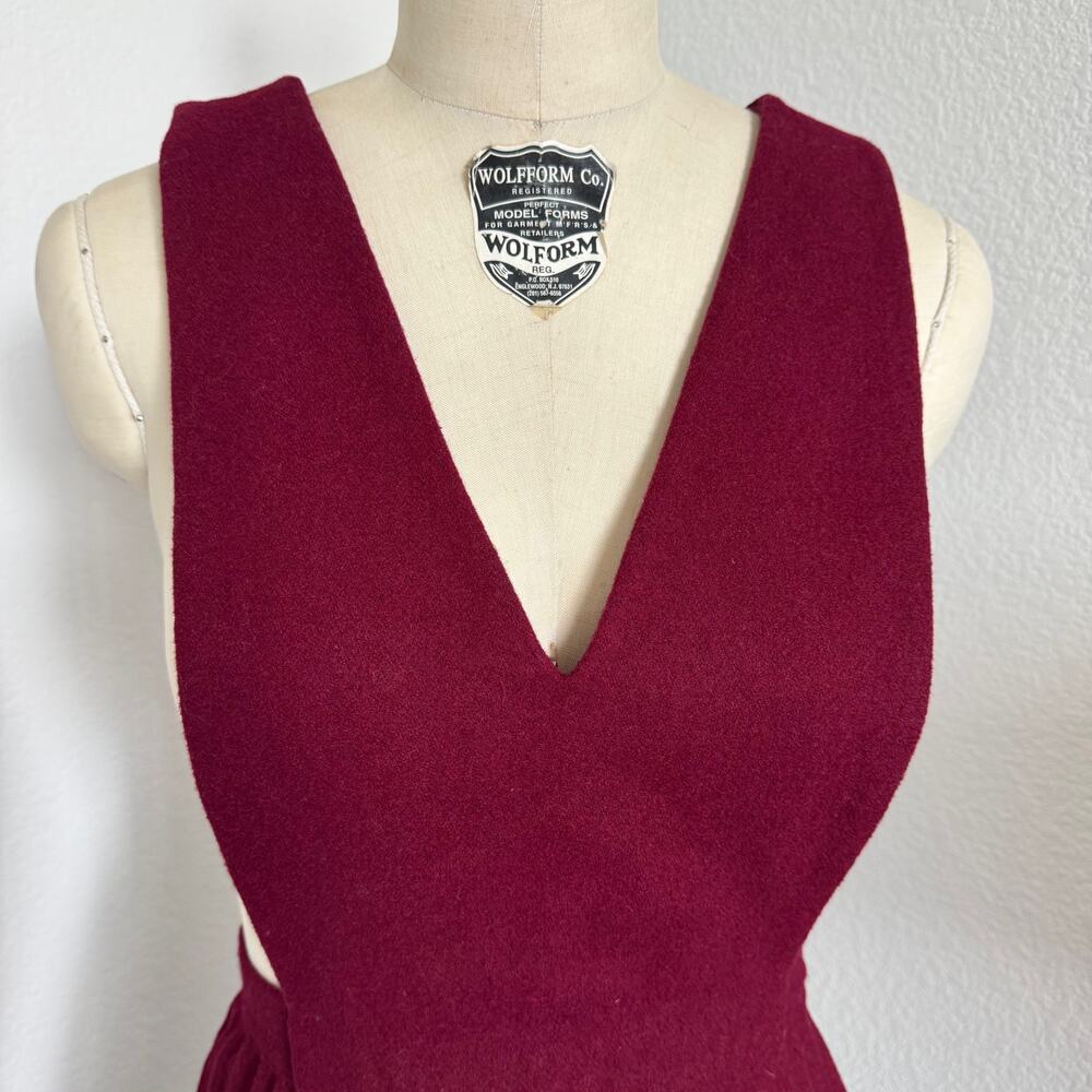 Gianni Bini | Burgundy Wool Blend Pleated Skater Mini Dress Sleeveless XS - Picture 9 of 9